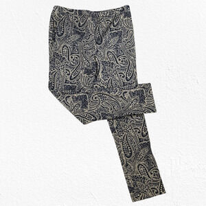 Y2K Lauren Ralph Lauren Black Beige Paisley Pants Size 12 Y2K Boho Trousers